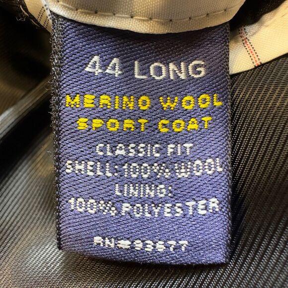 STAFFORD Classic fit Mens Blazer Sport Coat Two Button Jacket 44L Brown Wool - Picture 10 of 10